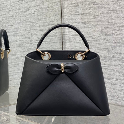 DIOR 26S CIGALE BAG 28 IN BLACK SMOOTH CALFSKIN GOLD HARDWARE