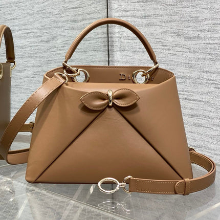 DIOR 26S CIGALE BAG 28 IN CARAMEL BROWN SMOOTH CALFSKIN GOLD HARDWARE