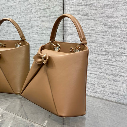 DIOR 26S CIGALE BAG 28 IN CARAMEL BROWN SMOOTH CALFSKIN GOLD HARDWARE