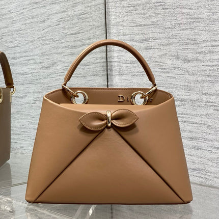 DIOR 26S CIGALE BAG 28 IN CARAMEL BROWN SMOOTH CALFSKIN GOLD HARDWARE