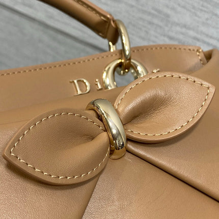 DIOR 26S CIGALE BAG 28 IN CARAMEL BROWN SMOOTH CALFSKIN GOLD HARDWARE