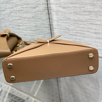 DIOR 26S CIGALE BAG 28 IN CARAMEL BROWN SMOOTH CALFSKIN GOLD HARDWARE