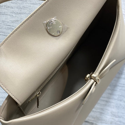 DIOR 26S LARGE CIGALE BAG 33 IN BEIGE TAUPE SMOOTH CALFSKIN GOLD HARDWARE