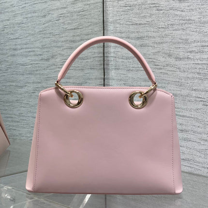 DIOR 26S CIGALE BAG 28 IN LIGHT PINK SMOOTH CALFSKIN GOLD HARDWARE