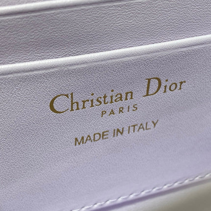 DIOR 26S MINI BAG 21 IN LAVENDER PURPLE CALFSKIN MICROBEAD EMBROIDERED WITH CANNAGE MOTIF