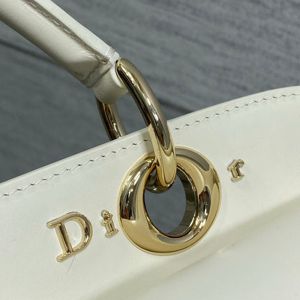 DIOR 26S LARGE CIGALE BAG 33 IN CREAM WHITE SMOOTH CALFSKIN GOLD HARDWARE