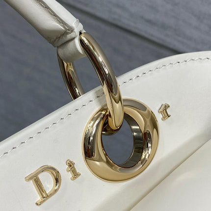 DIOR 26S CIGALE BAG 28 IN CREAM WHITE SMOOTH CALFSKIN GOLD HARDWARE