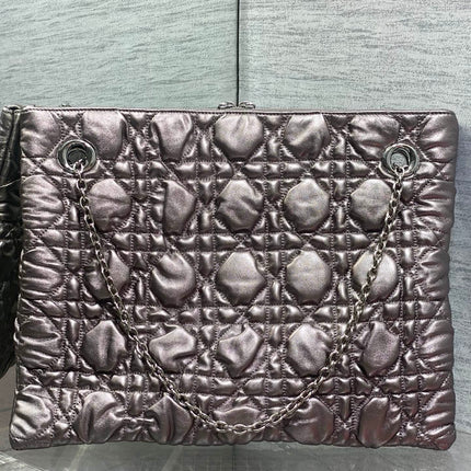 DIOR 26S LARGE MILLY-LA-FORET BAG 38 IN METALLIC ROSE GOLD PUFFY MACROCANNAGE CALFSKIN