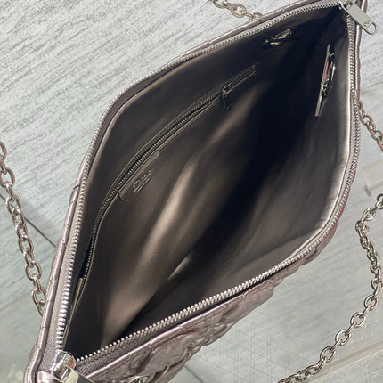 DIOR 26S LARGE MILLY-LA-FORET BAG 38 IN METALLIC ROSE GOLD PUFFY MACROCANNAGE CALFSKIN