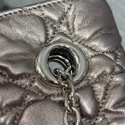 DIOR 26S LARGE MILLY-LA-FORET BAG 38 IN METALLIC ROSE GOLD PUFFY MACROCANNAGE CALFSKIN