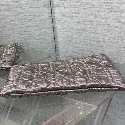 DIOR 26S LARGE MILLY-LA-FORET BAG 38 IN METALLIC ROSE GOLD PUFFY MACROCANNAGE CALFSKIN