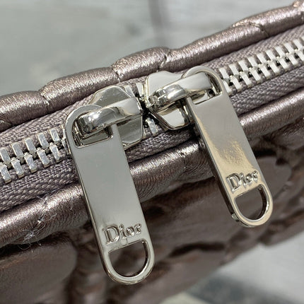 DIOR 26S MILLY-LA-FORET BAG 33 IN METALLIC ROSE GOLD PUFFY MACROCANNAGE CALFSKIN SILVER HARDWARE