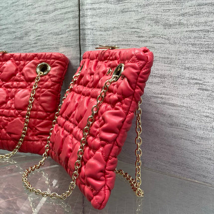 DIOR 26S MILLY-LA-FORET BAG 33 IN DARK RED PUFFY MACROCANNAGE CALFSKIN GOLD HARDWARE