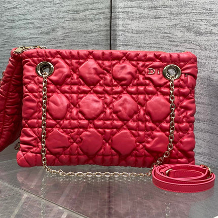 DIOR 26S MILLY-LA-FORET BAG 33 IN DARK RED PUFFY MACROCANNAGE CALFSKIN GOLD HARDWARE