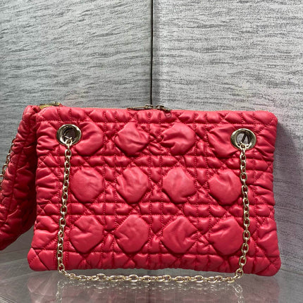 DIOR 26S MILLY-LA-FORET BAG 33 IN DARK RED PUFFY MACROCANNAGE CALFSKIN GOLD HARDWARE