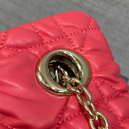DIOR 26S MILLY-LA-FORET BAG 33 IN DARK RED PUFFY MACROCANNAGE CALFSKIN GOLD HARDWARE