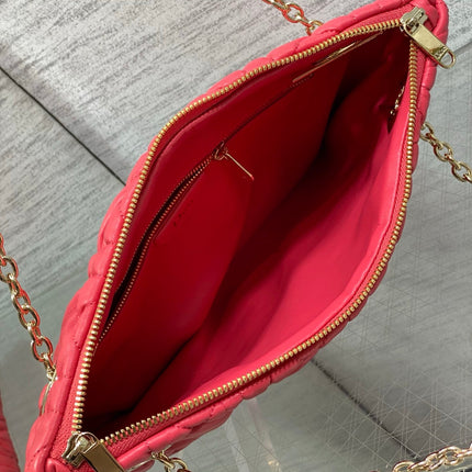 DIOR 26S MILLY-LA-FORET BAG 33 IN DARK RED PUFFY MACROCANNAGE CALFSKIN GOLD HARDWARE