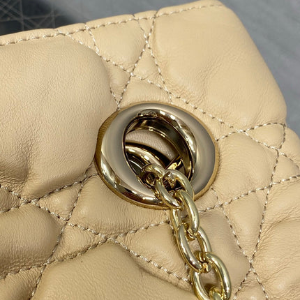 DIOR 26S LARGE MILLY-LA-FORET BAG 38 IN BEIGE PUFFY MACROCANNAGE CALFSKIN
