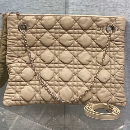 DIOR 26S LARGE MILLY-LA-FORET BAG 38 IN BEIGE PUFFY MACROCANNAGE CALFSKIN
