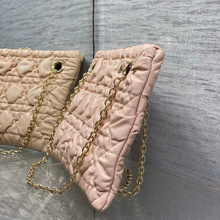DIOR 26S MILLY-LA-FORET BAG 33 IN LIGHT PINK PUFFY MACROCANNAGE CALFSKIN GOLD HARDWARE