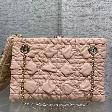 DIOR 26S MILLY-LA-FORET BAG 33 IN LIGHT PINK PUFFY MACROCANNAGE CALFSKIN GOLD HARDWARE
