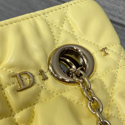 DIOR 26S LARGE MILLY-LA-FORET BAG 38 IN LIGHT YELLOW PUFFY MACROCANNAGE CALFSKIN
