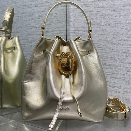 DIOR 26S BUCKET BAG 27 IN GOLD CALFSKIN GOLD HARDWARE