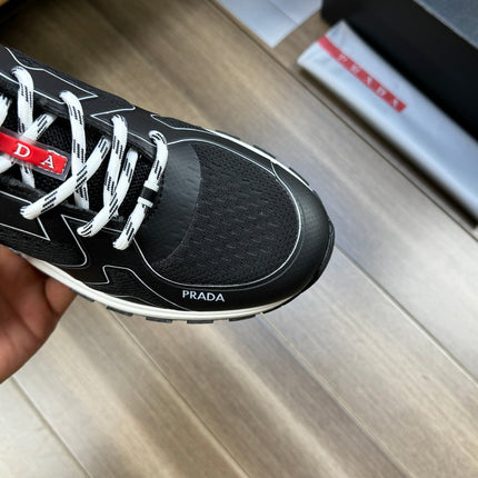 PRA SNEAKER BLACK NAPPA CALFSKIN AND FLYKNIT FABRIC