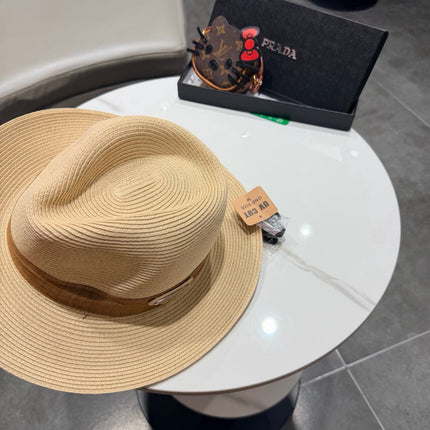 PRADA 26S SMALL-BRIM STRAW HAT 397541