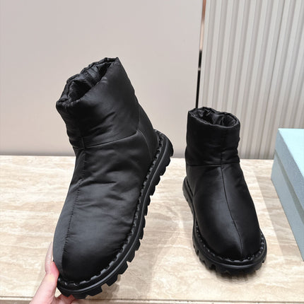 PRADA 26S ANKLE SNOW BOOTS 30MM IN BLACK NYLON FABRIC