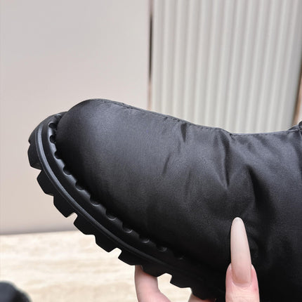 PRADA 26S ANKLE SNOW BOOTS 30MM IN BLACK NYLON FABRIC