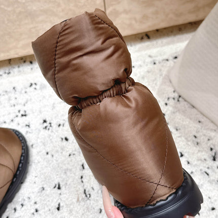 PRADA 26S DRAWCORD SNOW BOOTS 30MM IN DARK BROWN WATERPROOF FABRIC