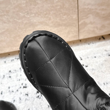 PRADA 26S DRAWCORD SNOW BOOTS 30MM IN BLACK WATERPROOF FABRIC