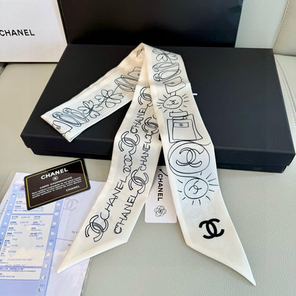 CHANEL 26S TWILLY SCARF 120 IN SILK 432068