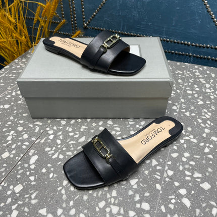 WHITNEY SLIDE IN BLACK CALFSKIN