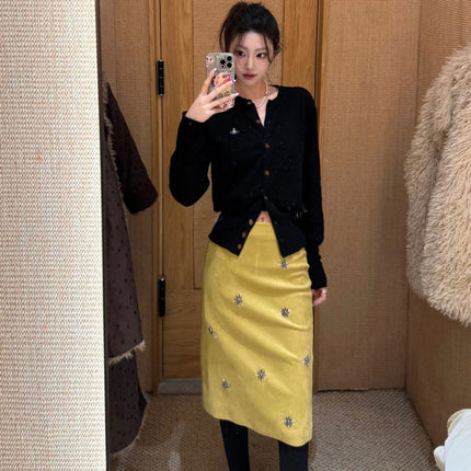 PRADA 25S SUEDE MIDI SKIRT 561