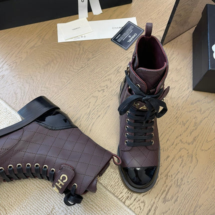 ALPHABET MARTIN BOOTS IN BRUNETTE BROWN MIX BLACK LAMBSKIN