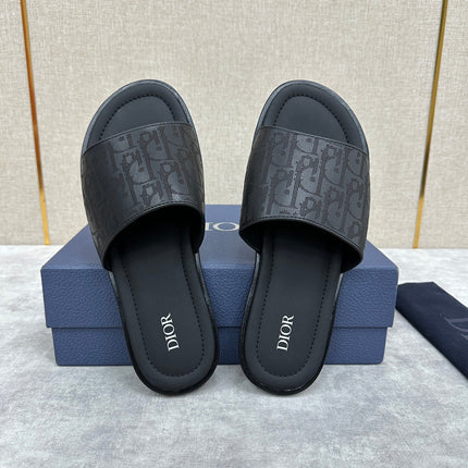 CD SLIDE SANDAL BLACK CALFSKIN