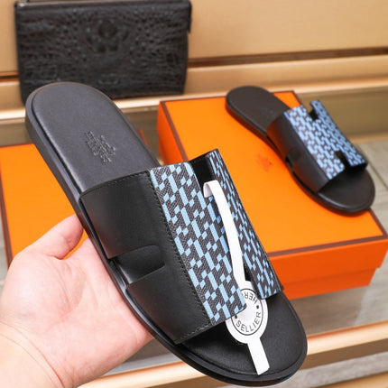 HM IZMIR SANDAL BLACK AND SKY LAMBSKIN