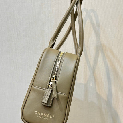 CHANEL 26S CLASSIC BOWLING BAG 30 IN OLIVE GREEN CALFSKIN