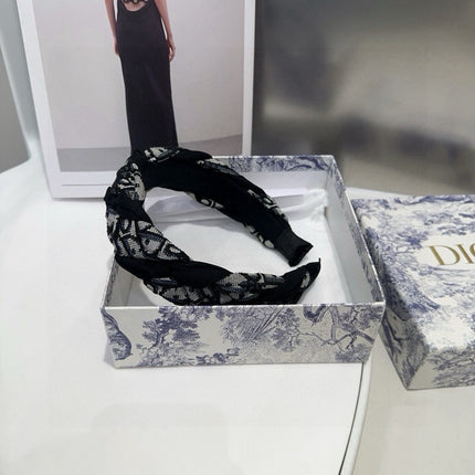 DIOR 26S PADDED HEADBAND IN WHITE AND BLACK FABRIC 505315