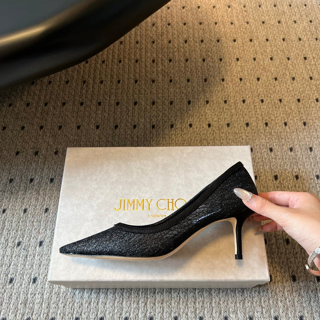 JIMMY CHOO 26S HIGH HEELS 60 MM IN BLACK MESH