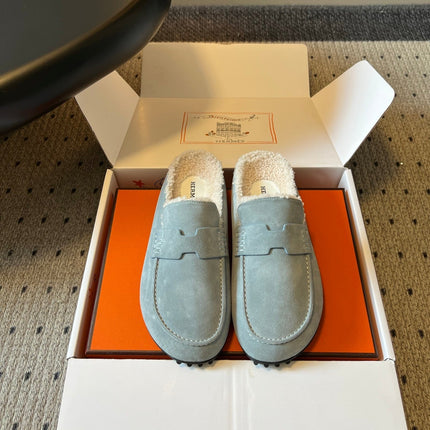 HM 26S DESTIN MULES IN PASTEL BLUE SUEDE