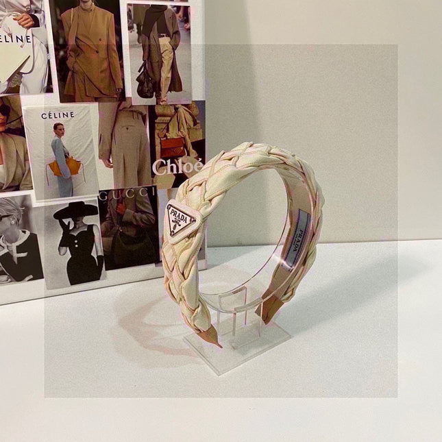 BEIGE FABRIC BRAIDED HAIRBAND 344763