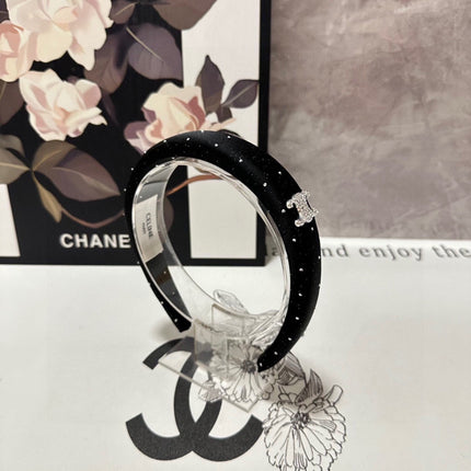 BLACK SILK WITH CRYSTAL HAIRBAND 400485