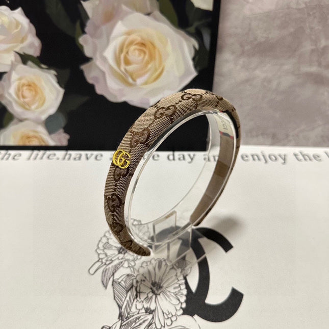 HAIRBAND IN BEIGE AND EBONY CANVAS 432816