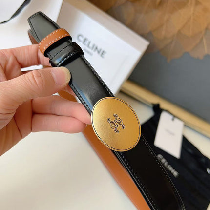 CELINE 26S BELT 25 MM IN BLACK CALFSKIN 672298