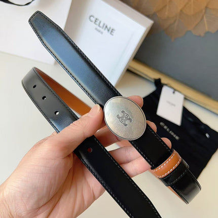 CELINE 26S BELT 25 MM IN BLACK CALFSKIN 672299
