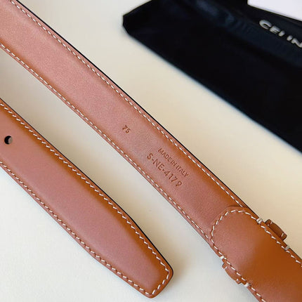 CELINE 26S BELT 25 MM IN BROWN CALFSKIN 672303