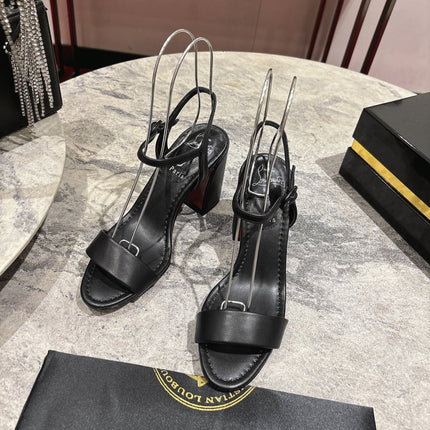 MISS JANE HEELED SANDALS 85MM IN BLACK CALFSKIN
